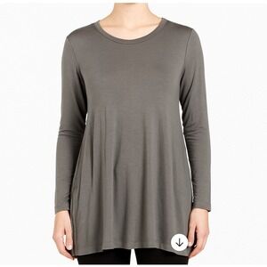 Universal Standard Tunic Top Long Sleeve Gray‎ Asymmetric Hem Neutral Medium